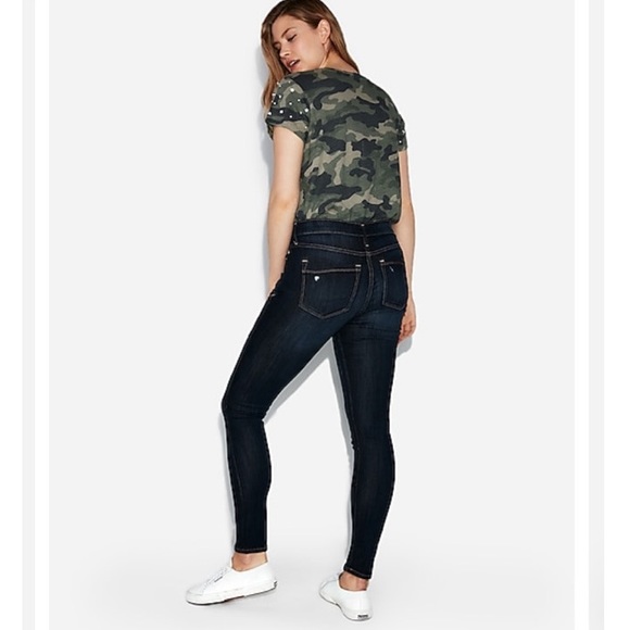EXPRESS Mid Rise Ripped Jean Leggings - Picture 2 of 9